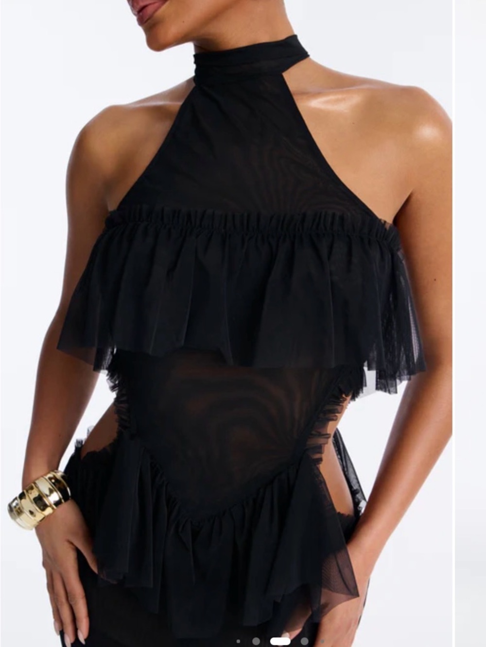 Fashion Nova Black Ruffle Cutout Maxi Dress - Picture 3 of 3